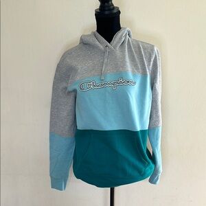 Champion Gray and Blue Color-Block Sweater